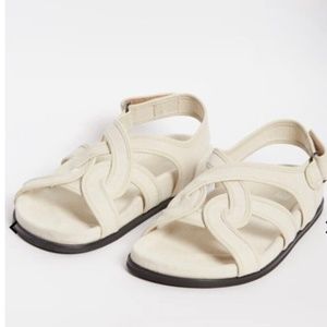 100% Authentic!! Org.$480 New with Box TOTÊME The Chunky Cotton Sandals Beige 40